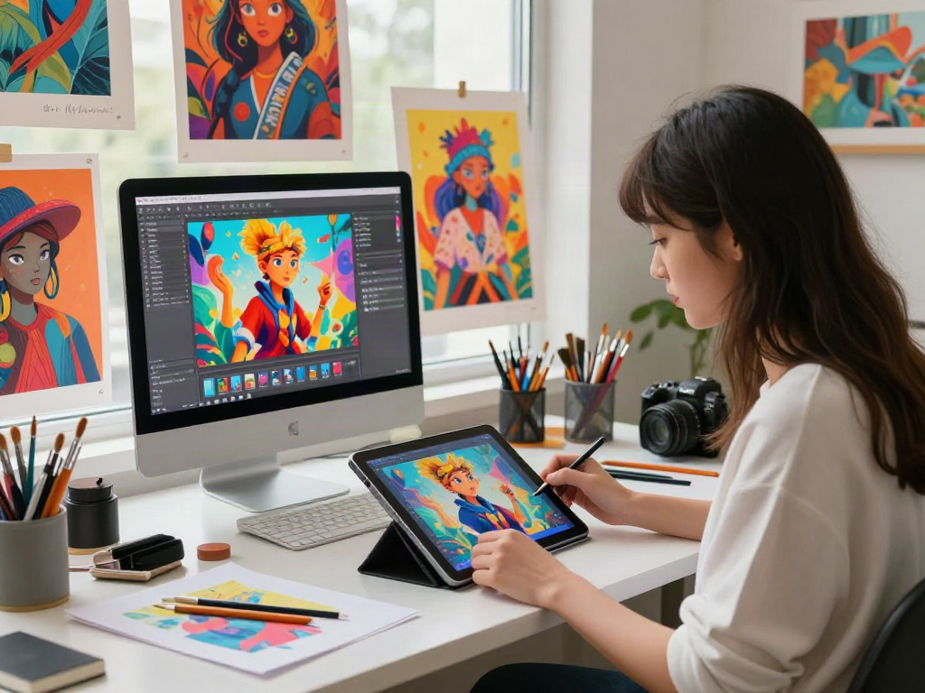 Create stunning 18+ ai art in a vibrant digital studio filled with inspiration and creativity.